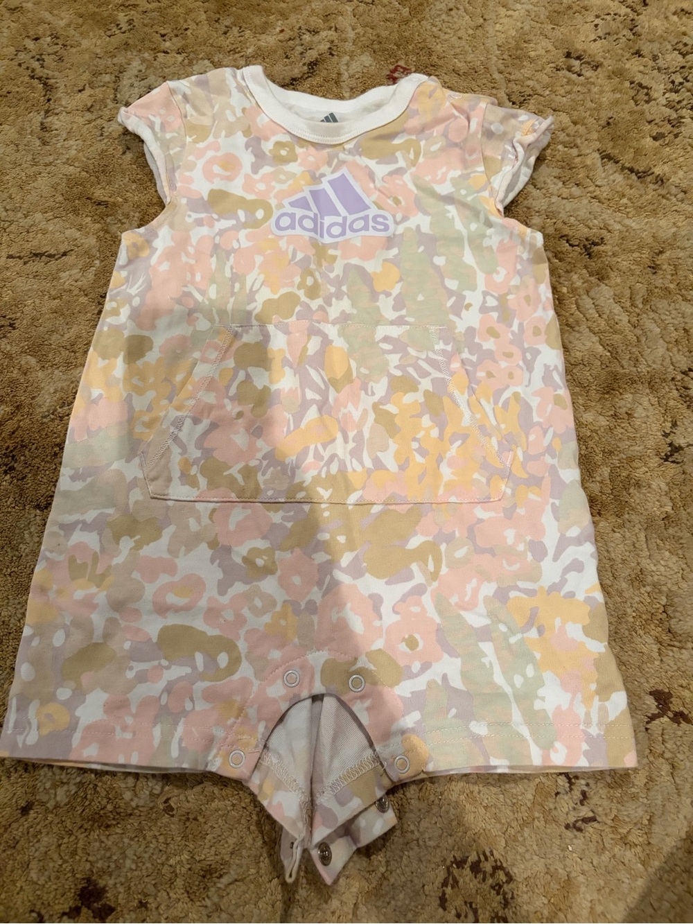 adidas Pastel Pink Camo Short-Sleeve Pajama Romper